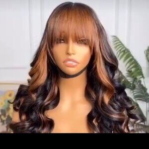 Honey blond bang wig 100% human hair